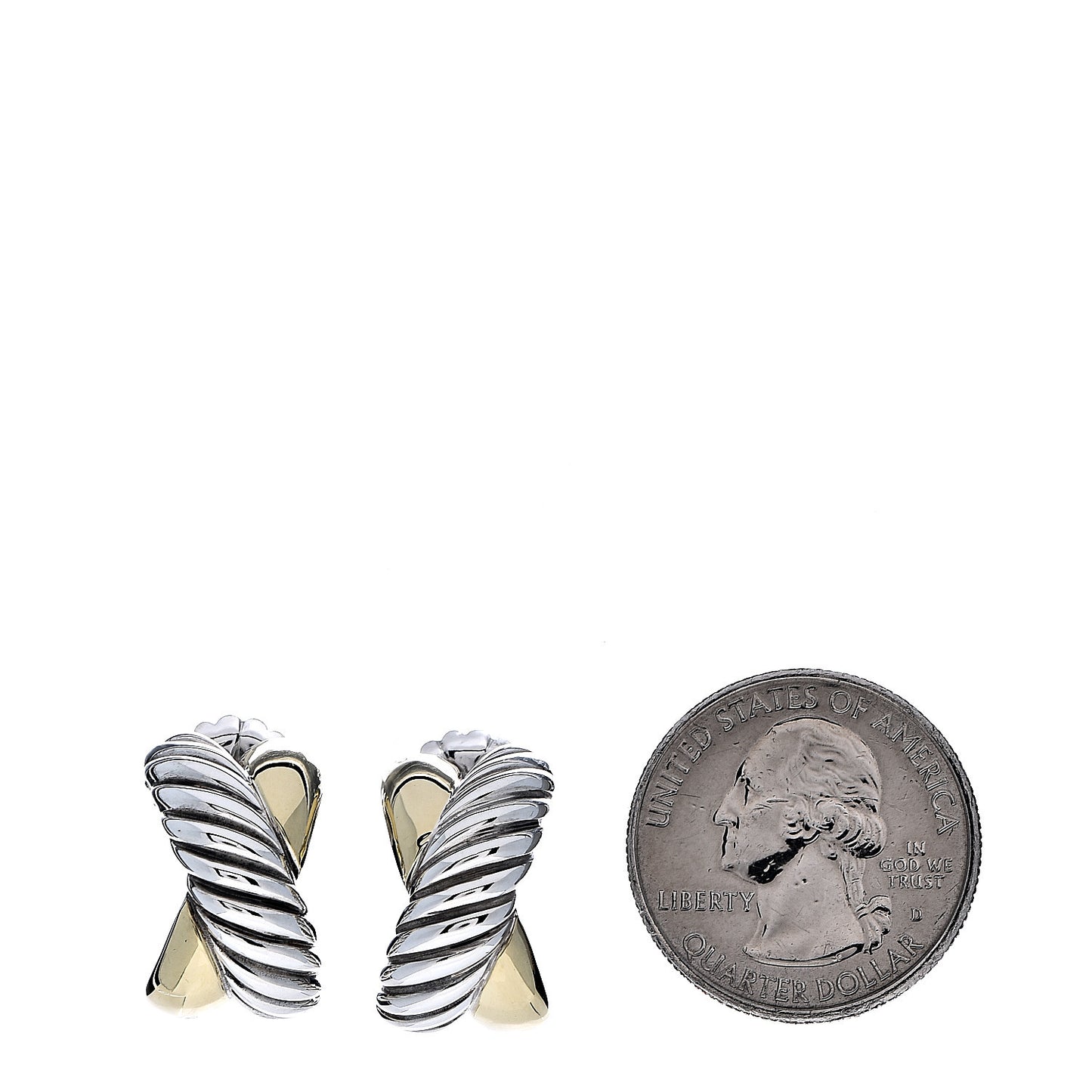Sterling Silver 18K Yellow Gold X Cable Earrings