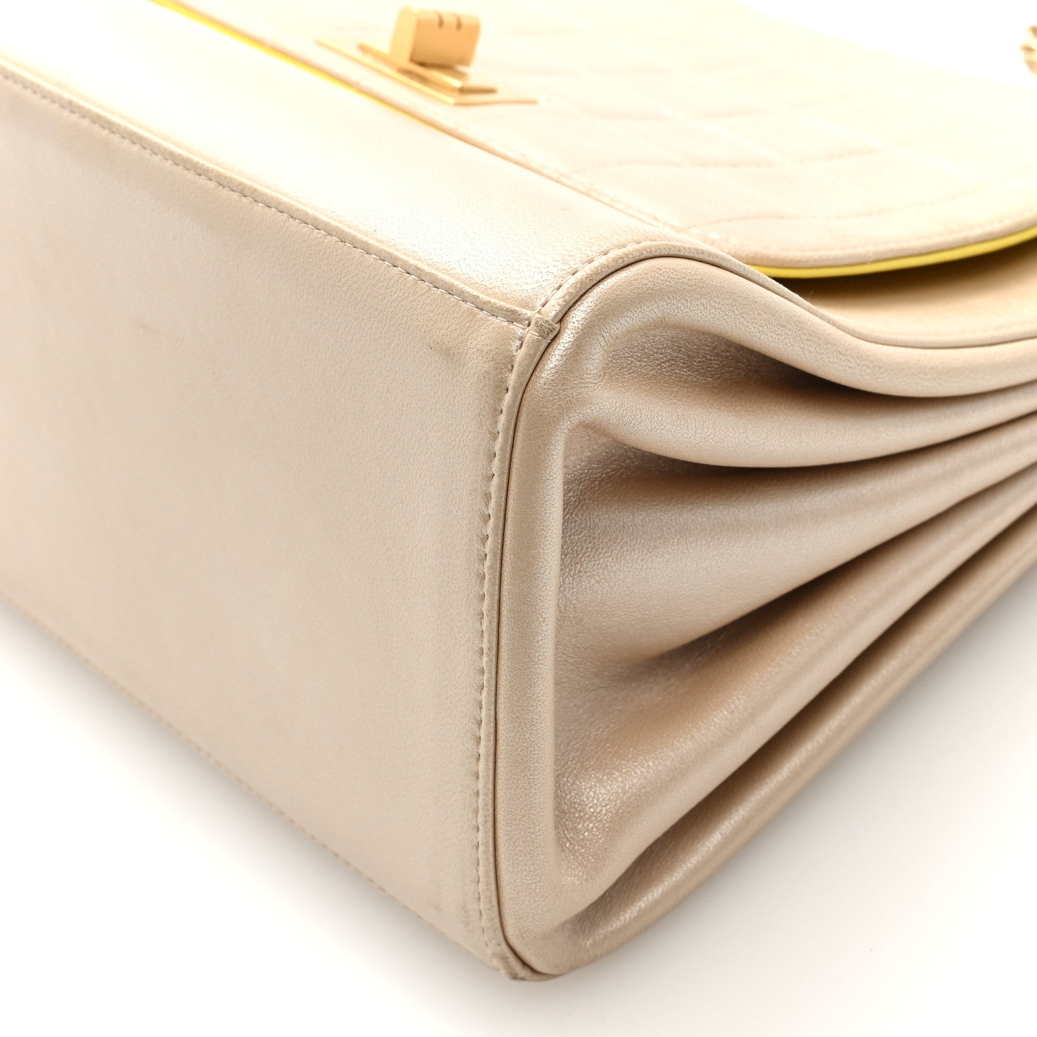 Chanel Metallic Lambskin Chocolate Bar Accordion Mademoiselle Flap Gold 10 of 10