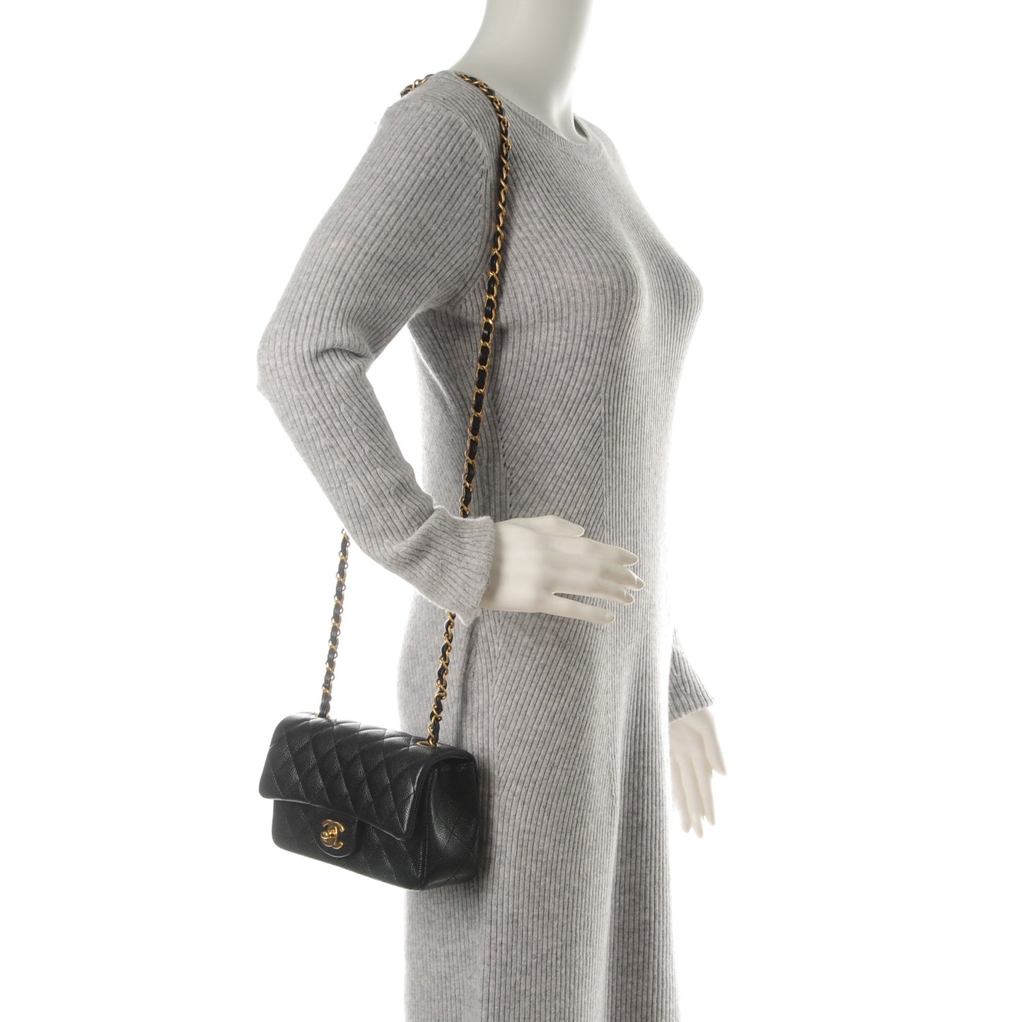 Caviar Quilted Mini Rectangular Flap Black