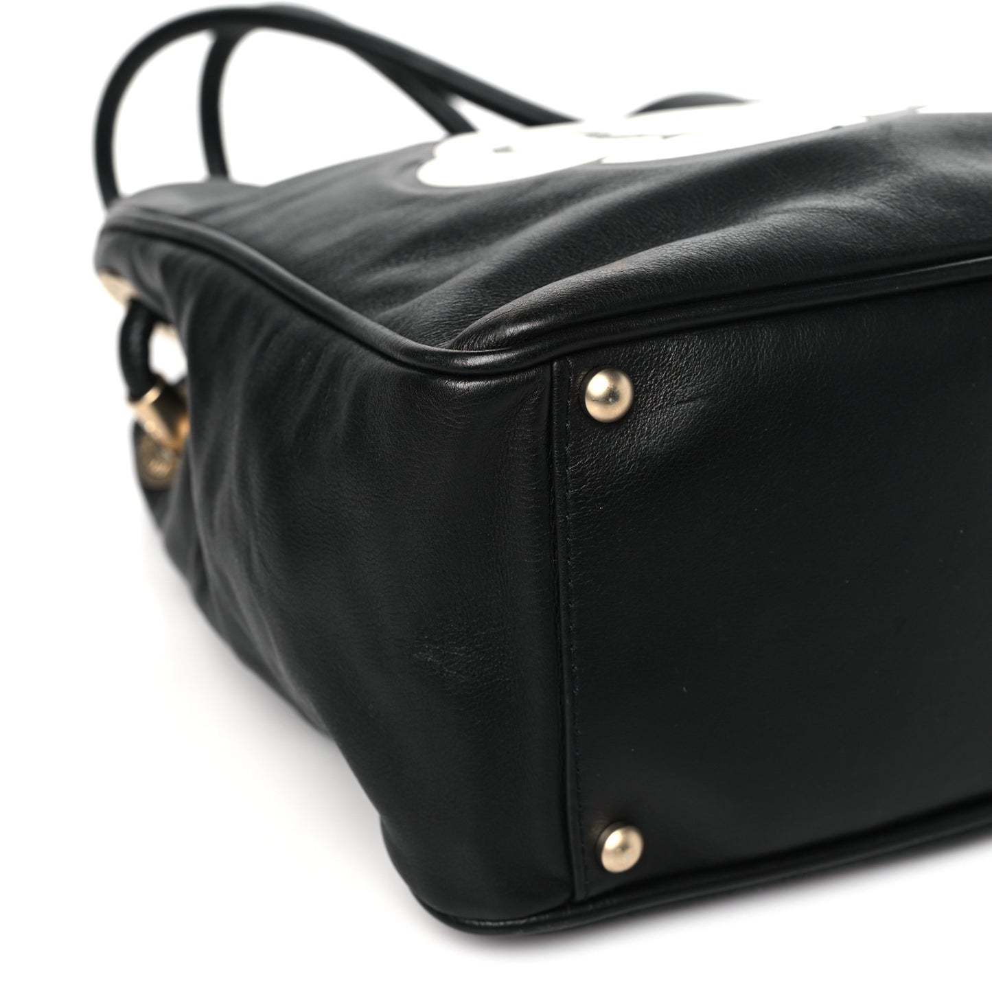 Lambskin Camellia Tote Black