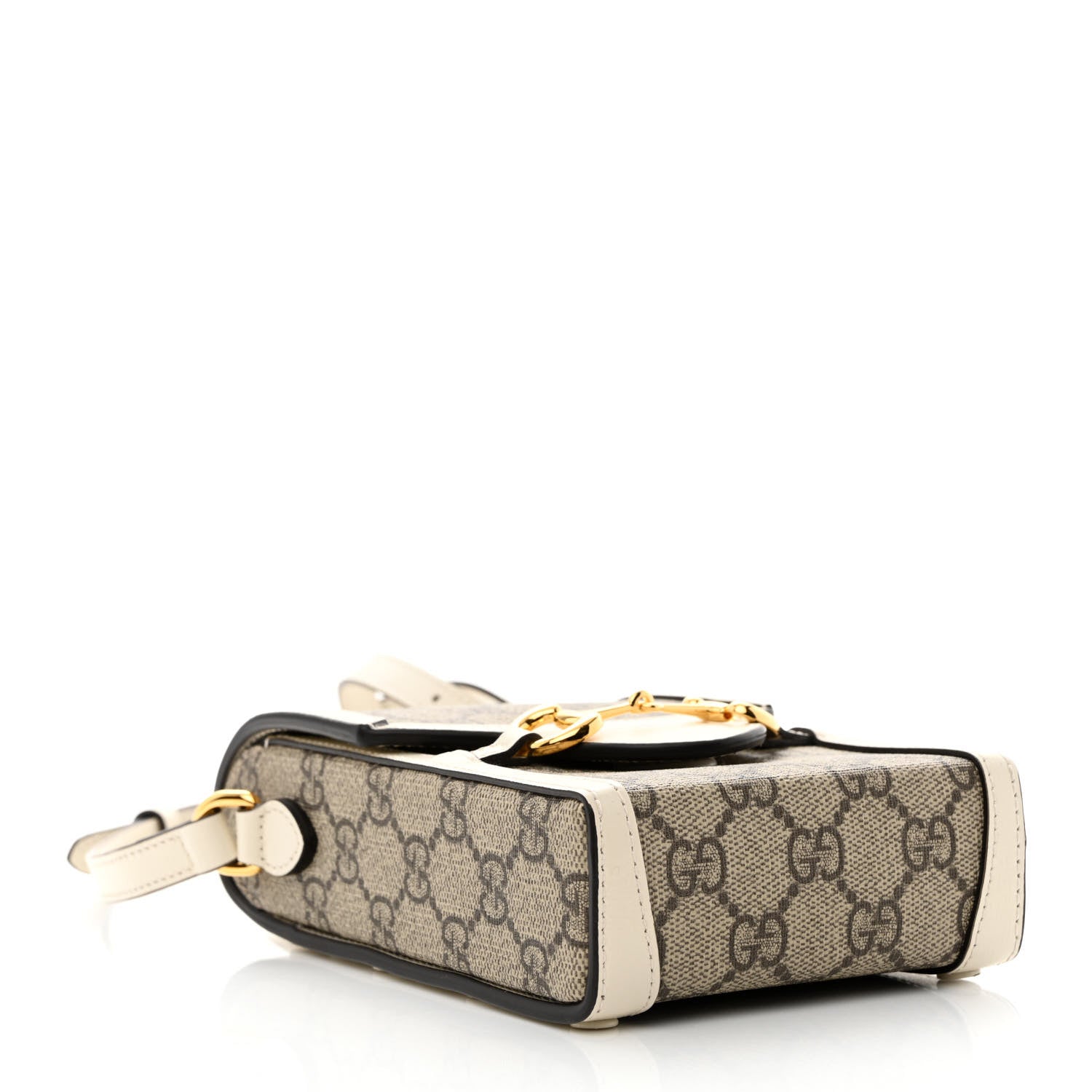 Gucci GG Supreme Monogram Azalea Calfskin Mini Horsebit 1955 Crossbody Bag Beige Ebony Mystic White 4 of 11
