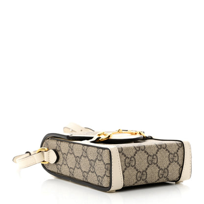 Gucci GG Supreme Monogram Azalea Calfskin Mini Horsebit 1955 Crossbody Bag Beige Ebony Mystic White 4 of 11