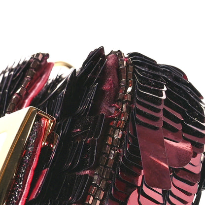Fendi Sequin Paillettes Shiny Nappa Sex and the City Nano Maxi Buckle Baguette Charm Granata 12 of 13