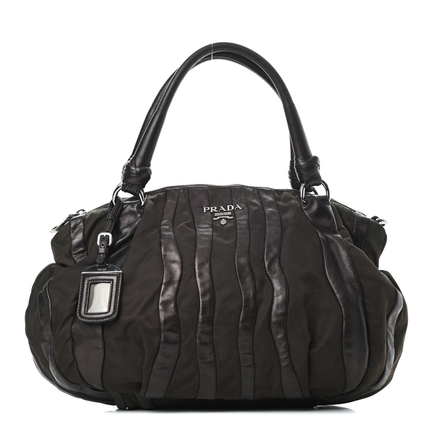 Prada Nappa Tessuto Nylon Mordore Stripes Bag Green 1 of 12