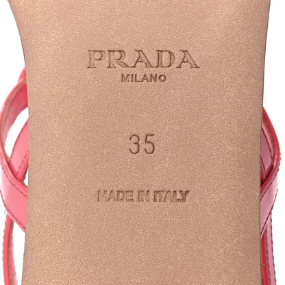 Prada Vernice Metal Triangle Logo Slingback Flat Thong Sandals 35 Petalo 6 of 8