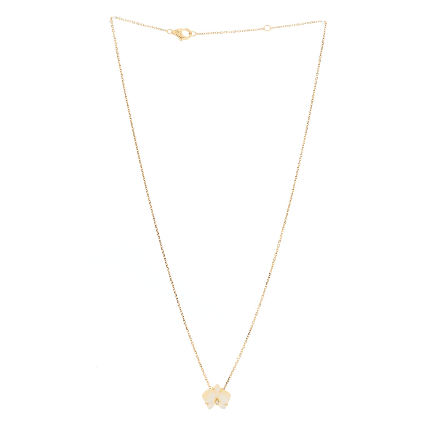 18K Yellow Gold Mother Of Pearl Diamond Caresse D'Orchidees Par Cartier Necklace