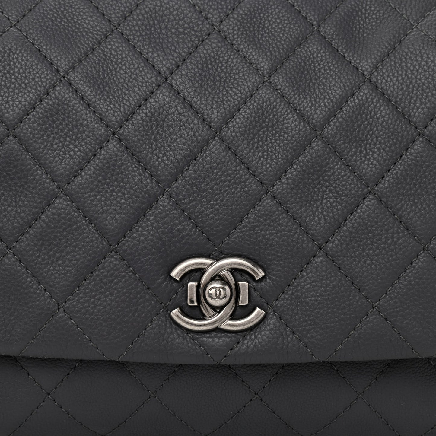 Calfskin Quilted Couture Messenger Grey