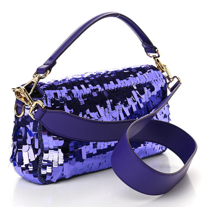 Fendi Sequin Paillettes Shiny Nappa Sex and the City Baguette Viola Purple Rain 3 of 10