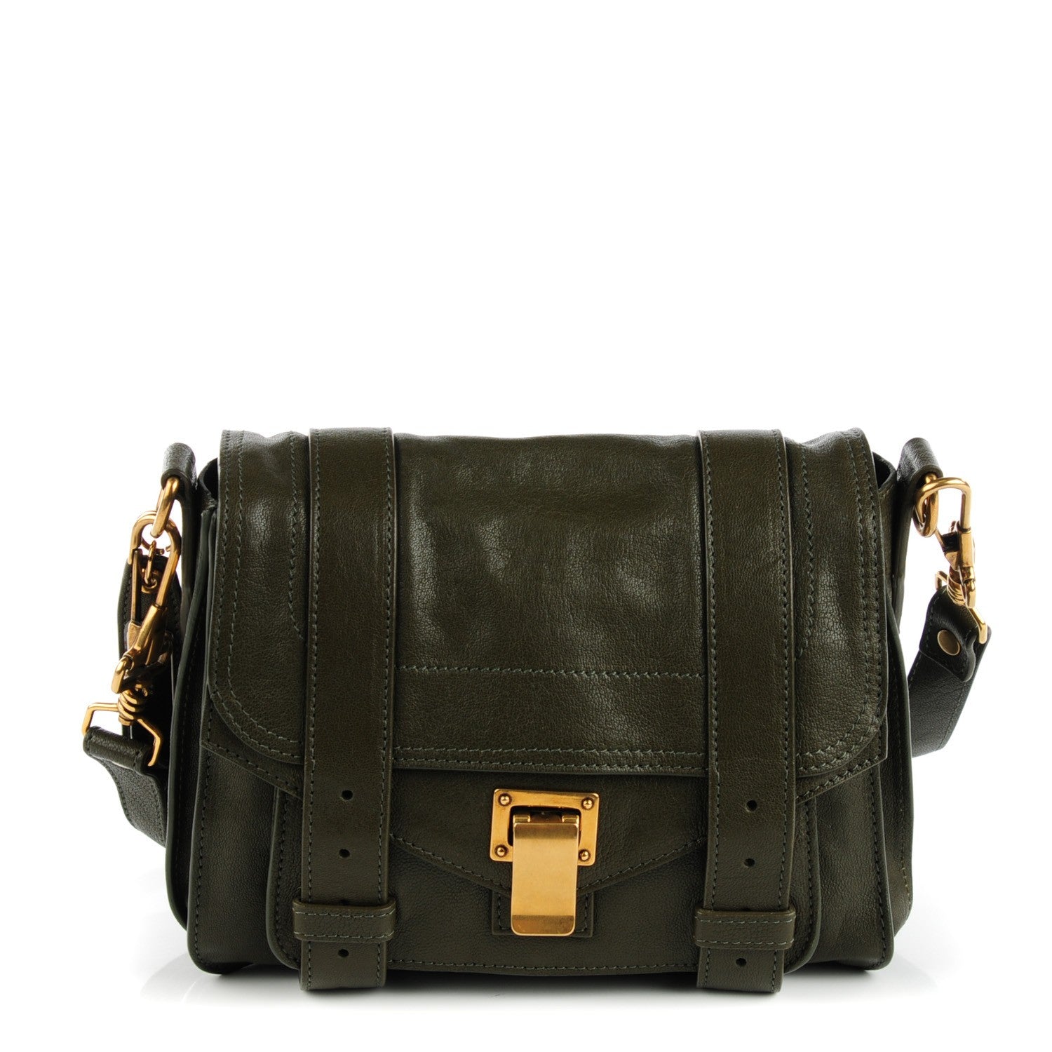 Proenza Schouler Lambskin PS1 Pouch Military Green 1 of 8