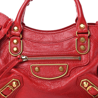 Balenciaga Agneau Gold Metallic Edge Hardware Mini City Rouge Rubis 11 of 11