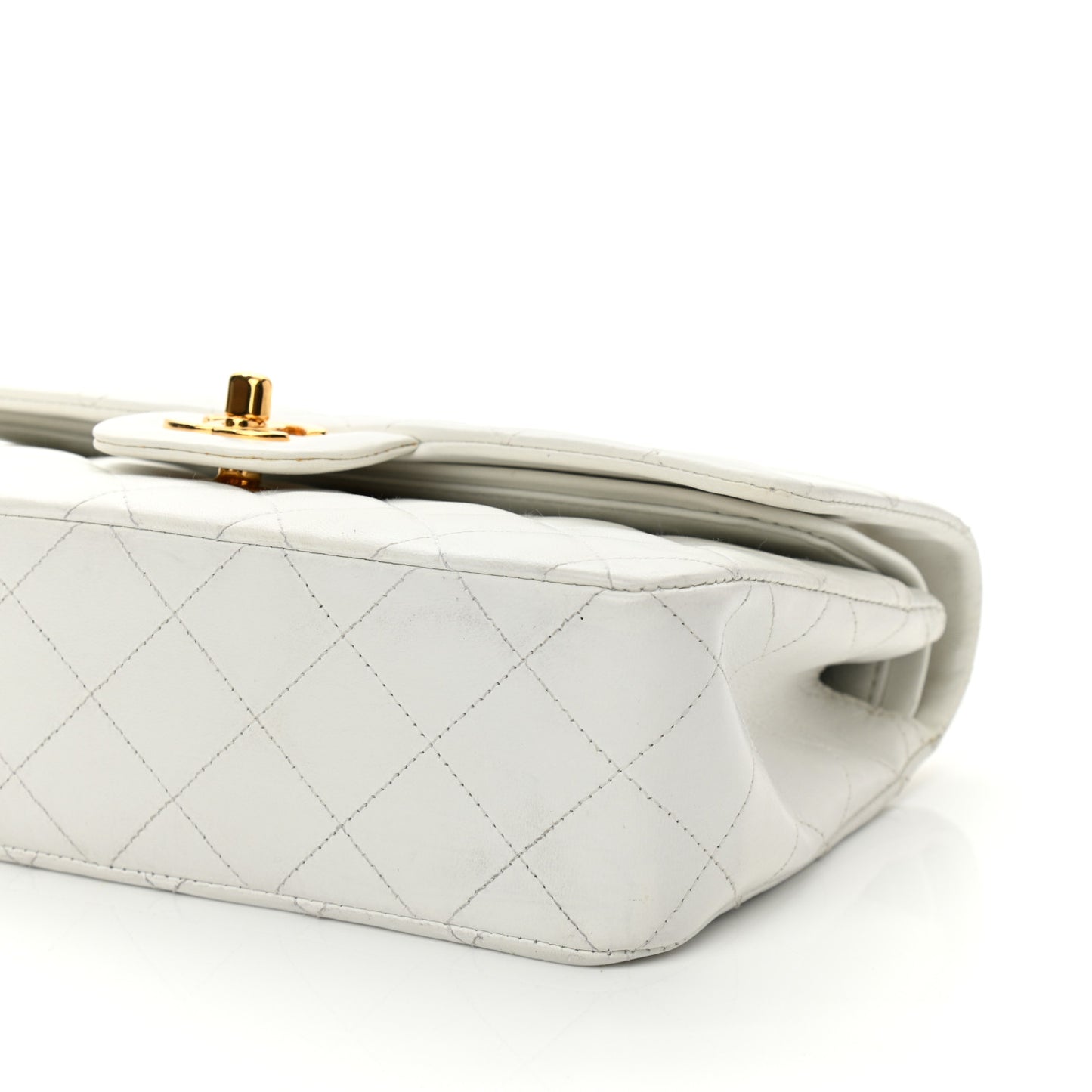 Lambskin Quilted Small Double Flap White