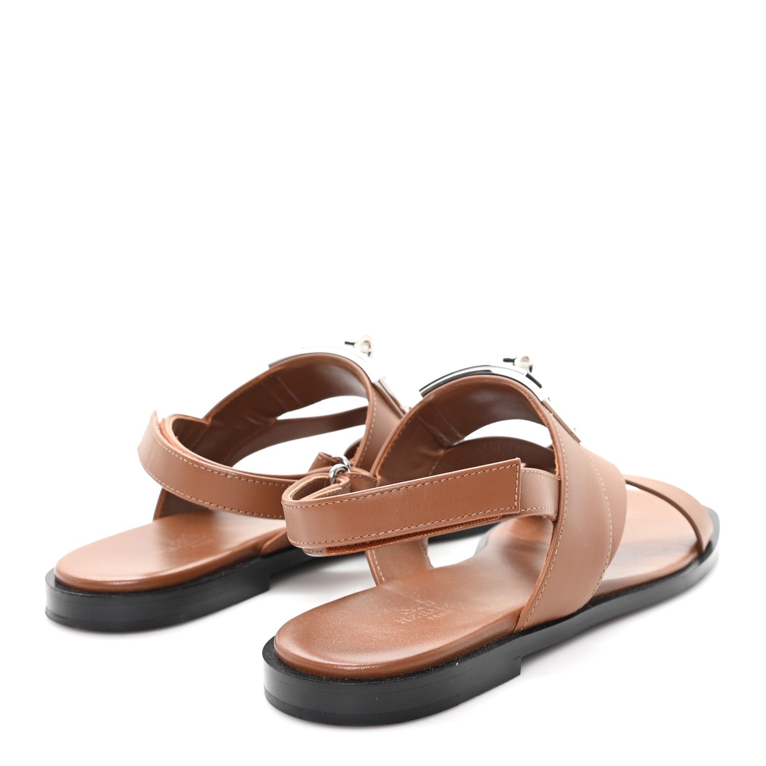 Hermes Calfskin Womens Ines Sandals 38 Gold 5 of 10