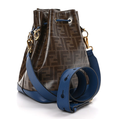 Fendi Glazed Fabric Vitello Grace F is Fendi FF 1974 Stamp Patch Grande Mon Tresor Bucket Bag Mogano Panna Iris 3 of 12