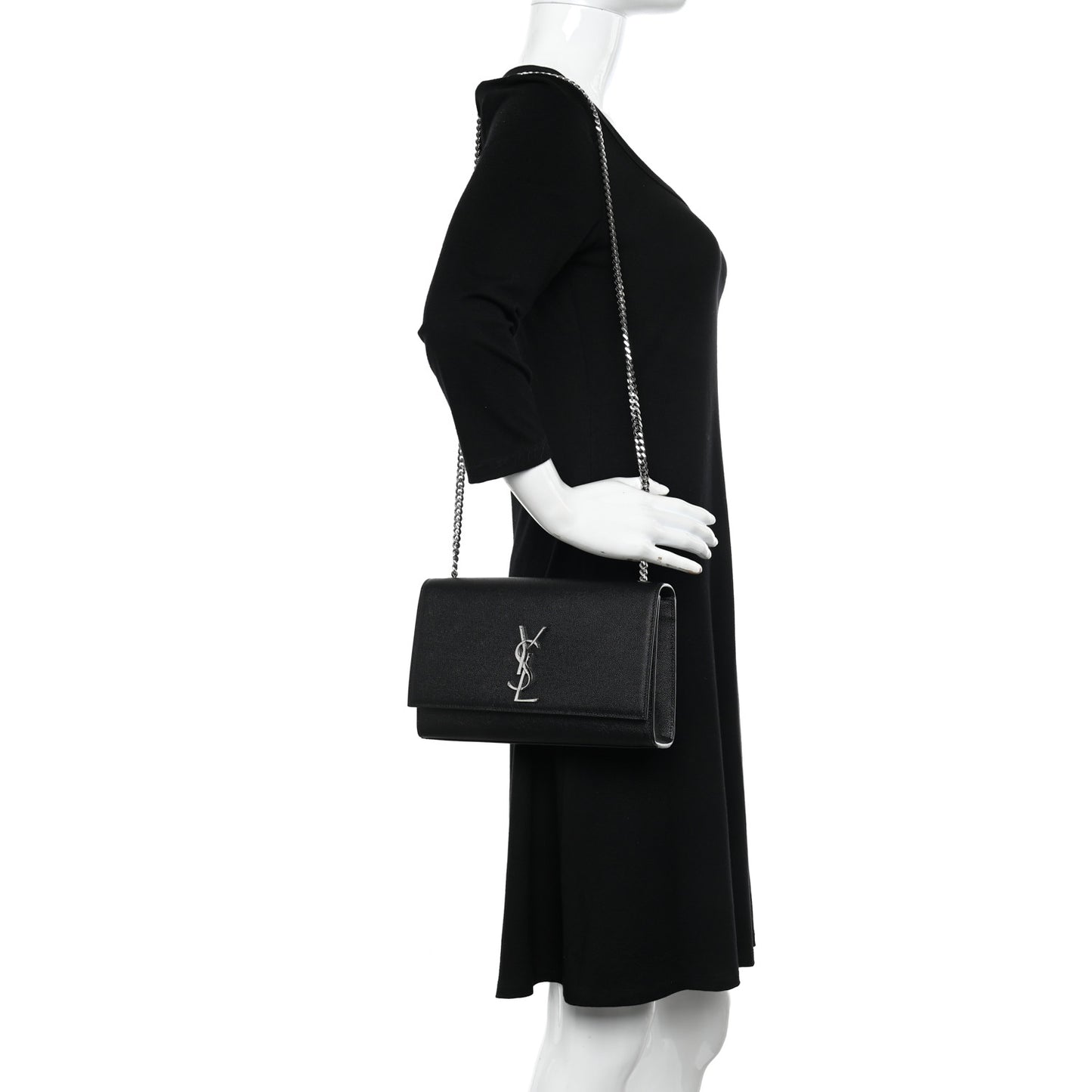 Grain De Poudre Medium Classic Monogram Kate Satchel Black