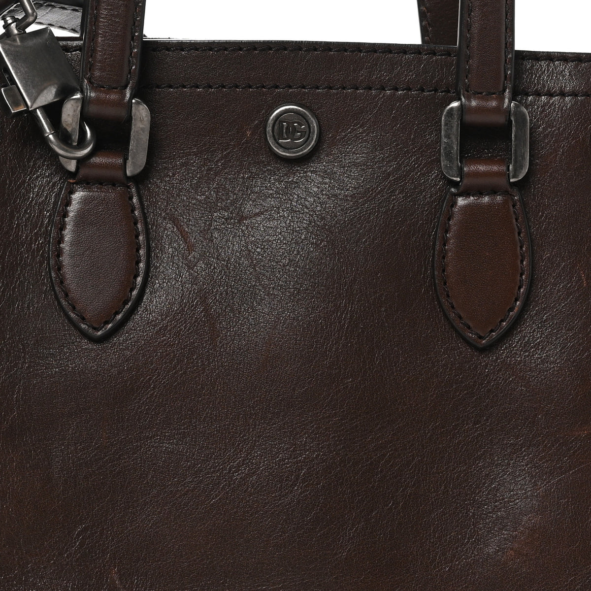 Dolce & Gabbana Tempesta Calfskin Atene Shopping Bag Brown 6 of 8