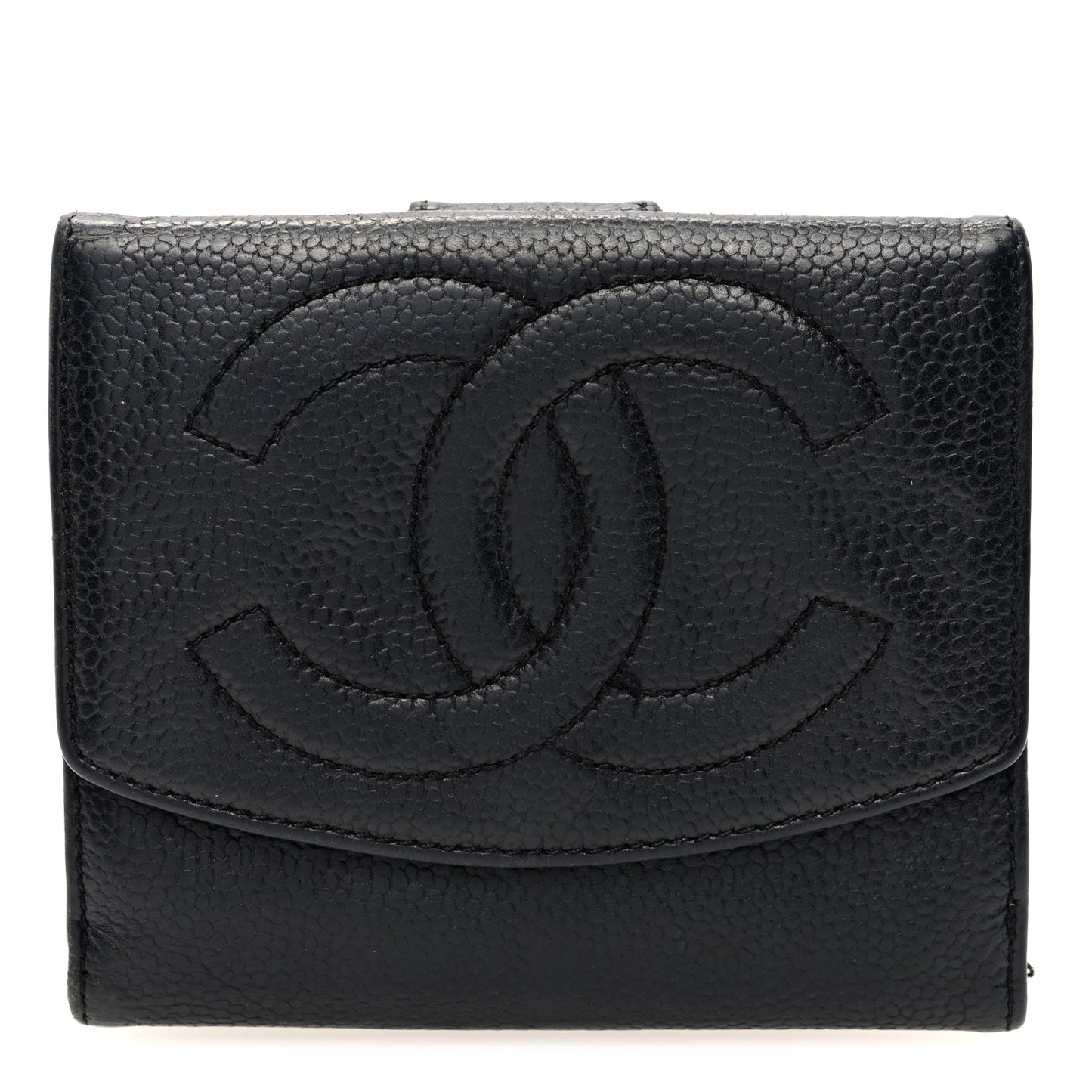 Caviar Timeless CC Compact French Wallet Black