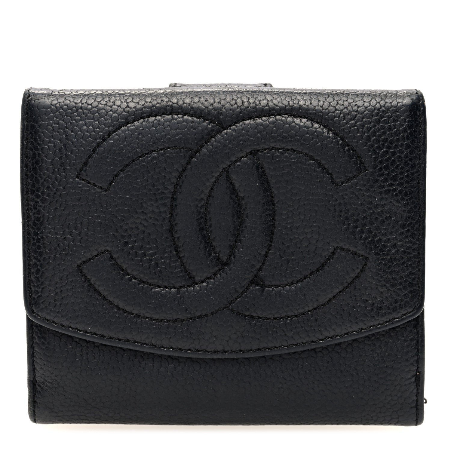 Chanel Caviar Timeless CC Compact French Wallet Black 1 of 7