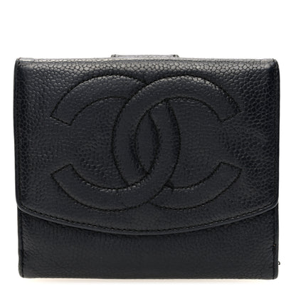 Chanel Caviar Timeless CC Compact French Wallet Black 1 of 7