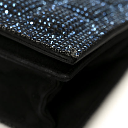 Chanel Suede Crystal Quilted Evening Clutch Black Blue 11 of 11