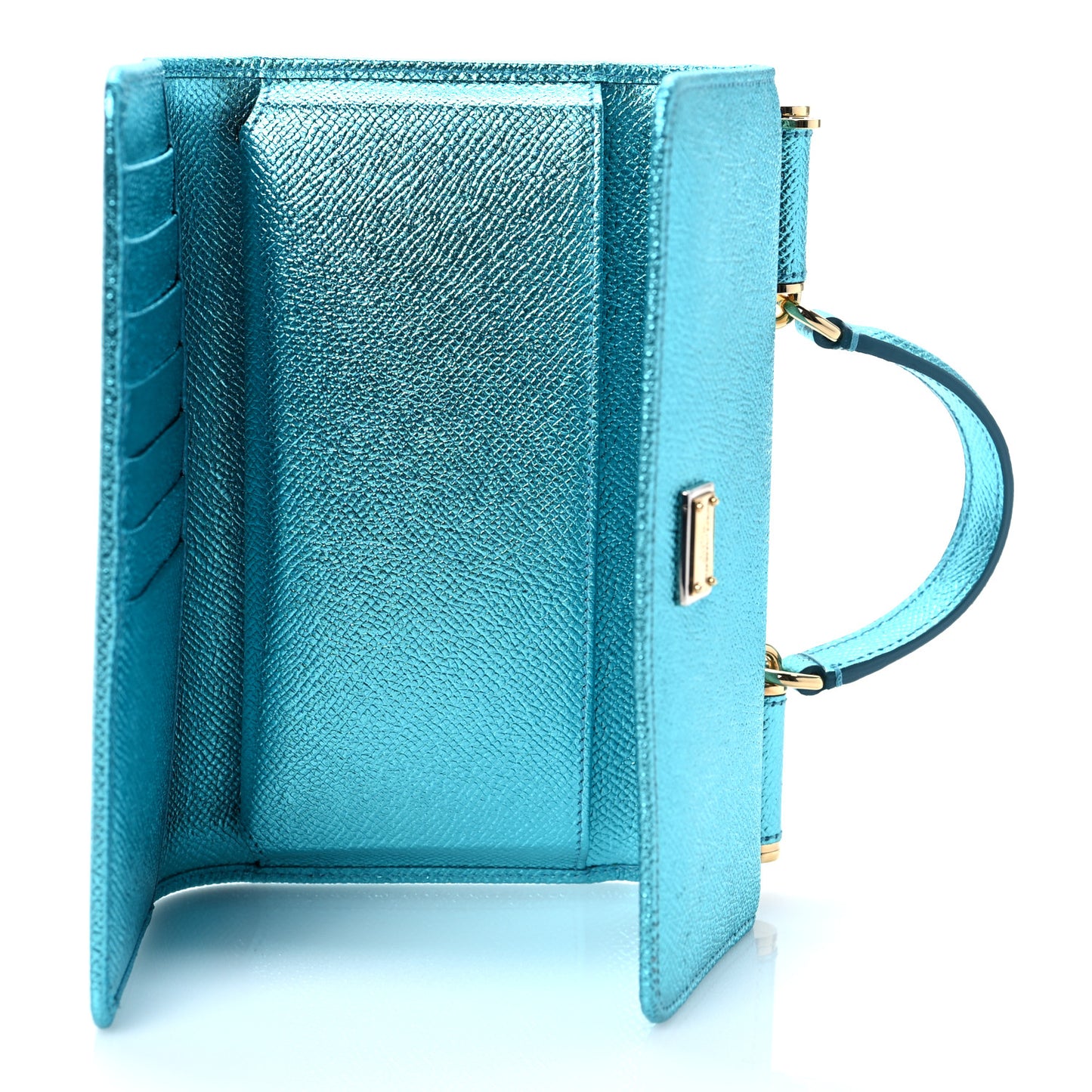 Metallic Dauphine Mini Von Bag Celeste
