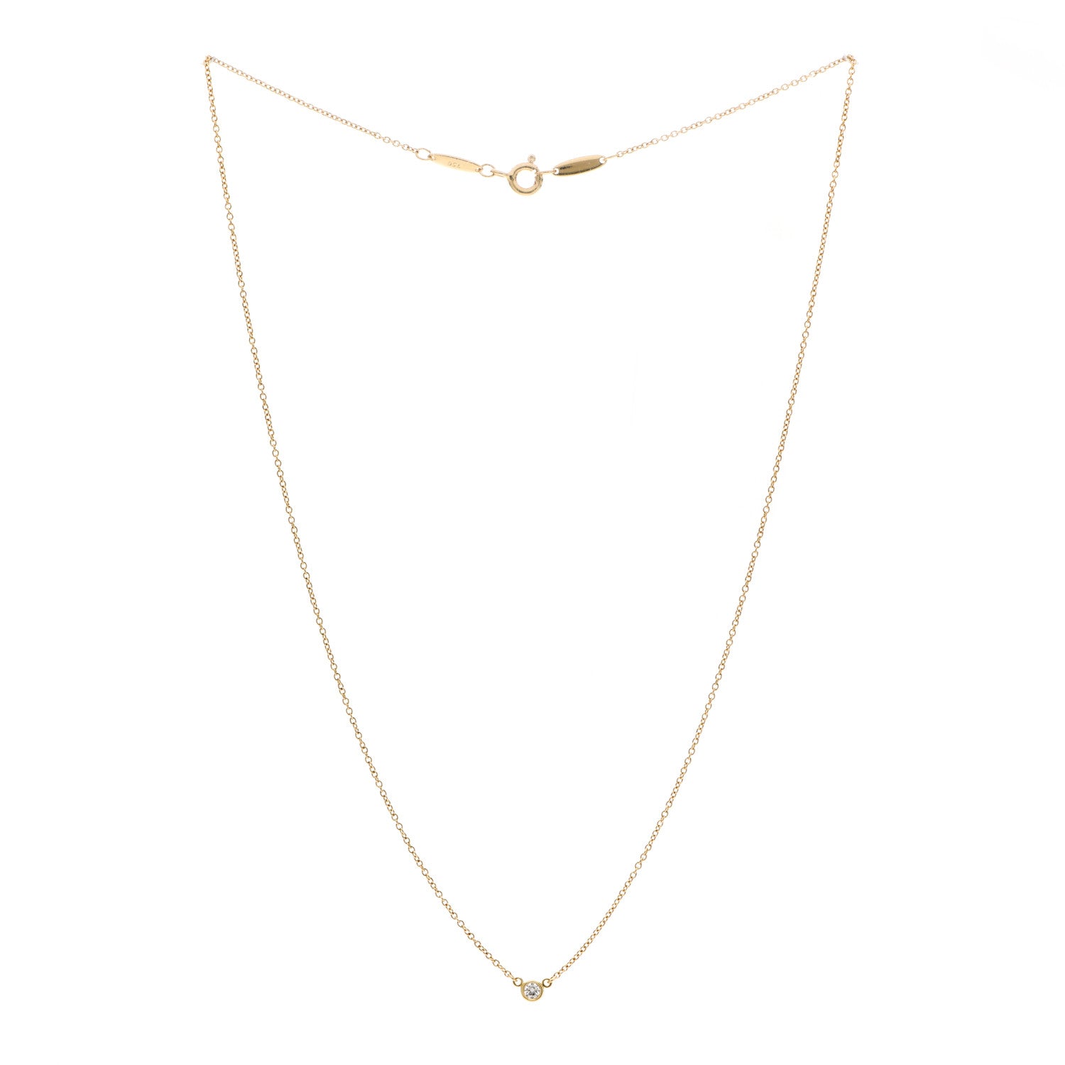 Tiffany 18K Yellow Gold Diamond .05ct Elsa Peretti Diamonds by the Yard Pendant Necklace 3 of 6