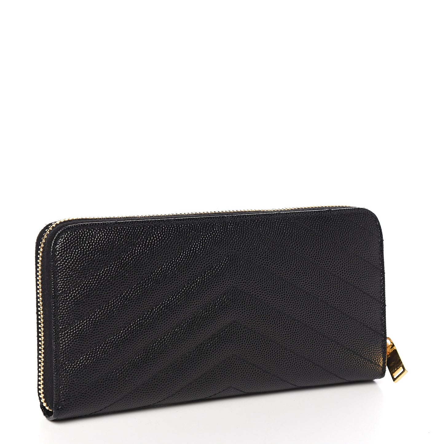 Grain De Poudre Matelasse Chevron Monogram Zip Around Wallet Black