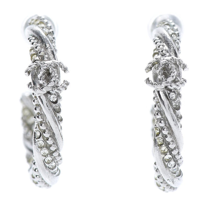 Chanel Crystal Twist CC Hoop Earrings Silver 1 of 6
