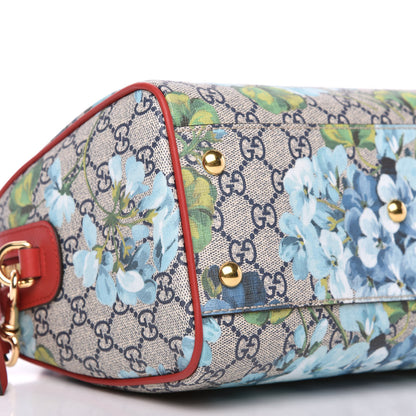 Gucci GG Supreme Monogram Blooms Small Boston Beige Blue Navy Hibiscus Red 6 of 10