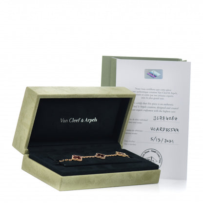 Van Cleef & Arpels 18K Yellow Gold Carnelian 5 Motifs Vintage Alhambra Bracelet 5 of 5