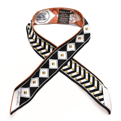 Hermes Silk Colliers et Chiens Twilly Black Caramel White 1 of 4