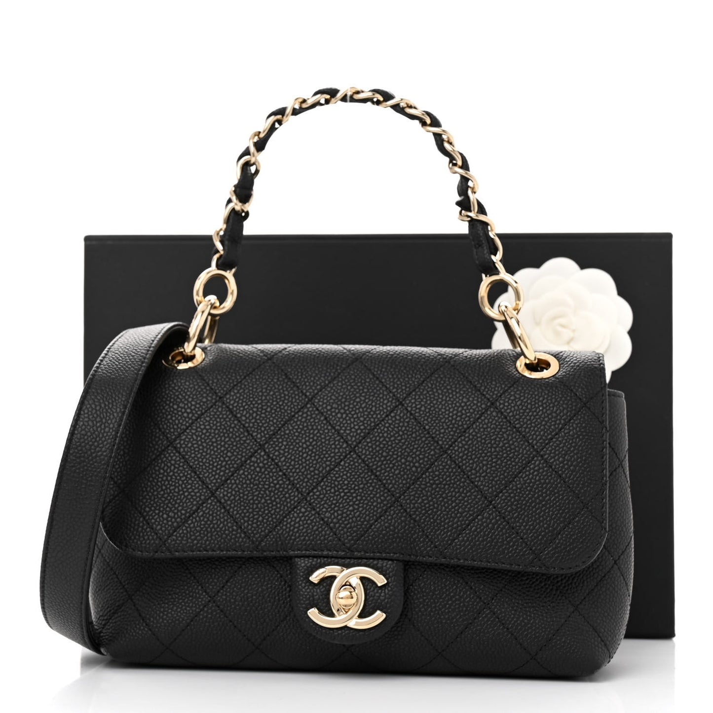 Caviar Quilted Small City Walk Flap Black
