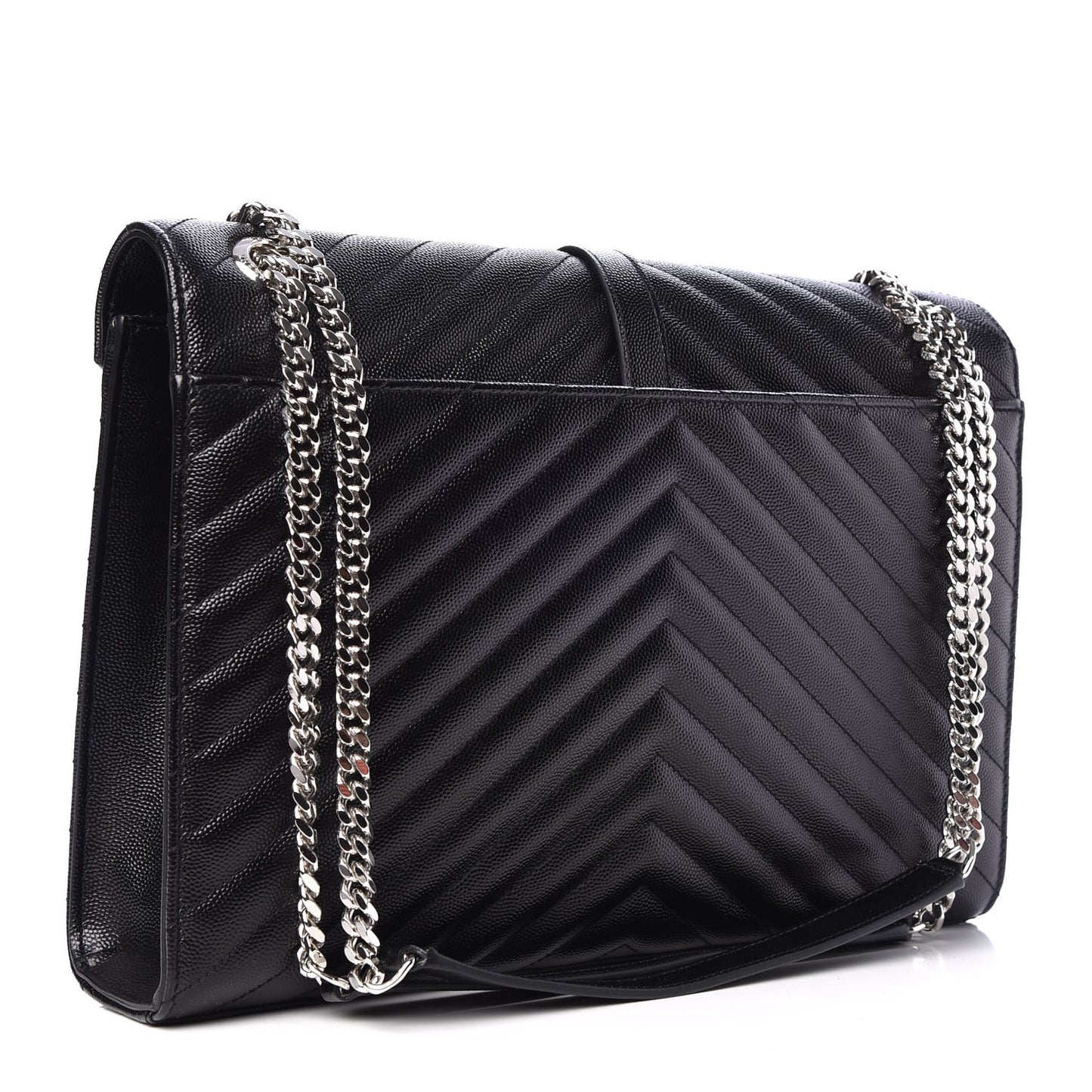 Grain De Poudre Matelasse Chevron Large Monogram Satchel Black