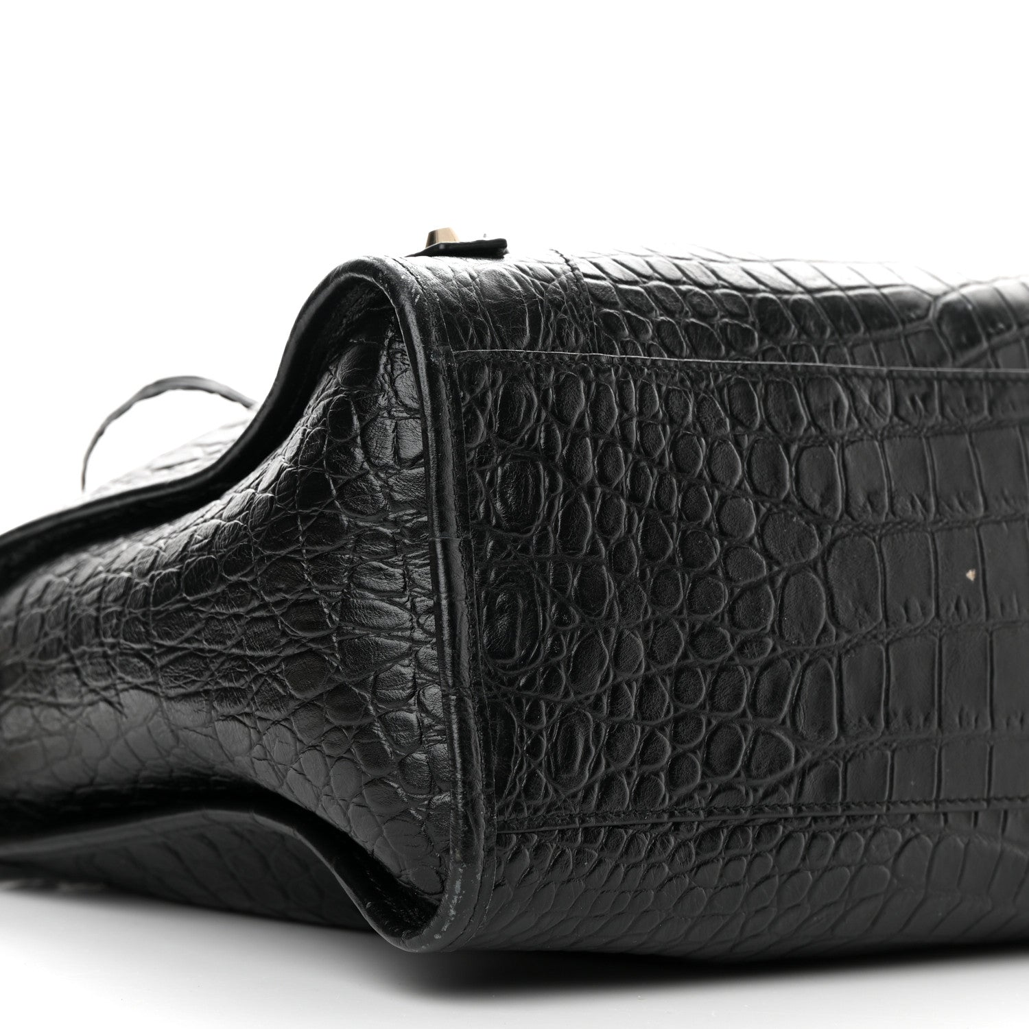 Balenciaga Calfskin Crocodile Embossed Classic Hardware City Black 9 of 17