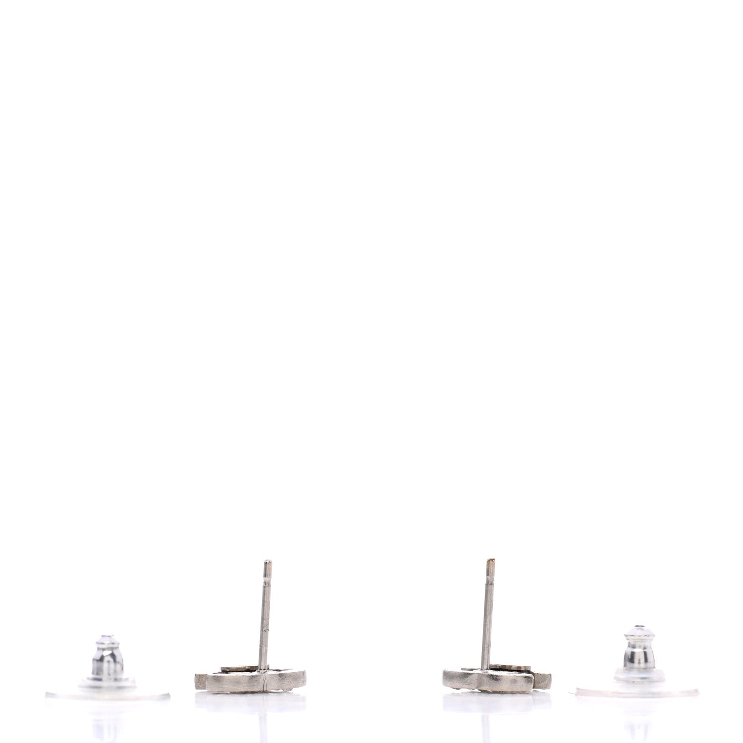 Chanel Crystal Mini Timeless CC Earrings Silver 3 of 5