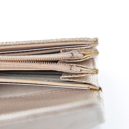 Chanel Metallic Caviar Quilted Large Gusset Flap Wallet Light Beige 14 of 16