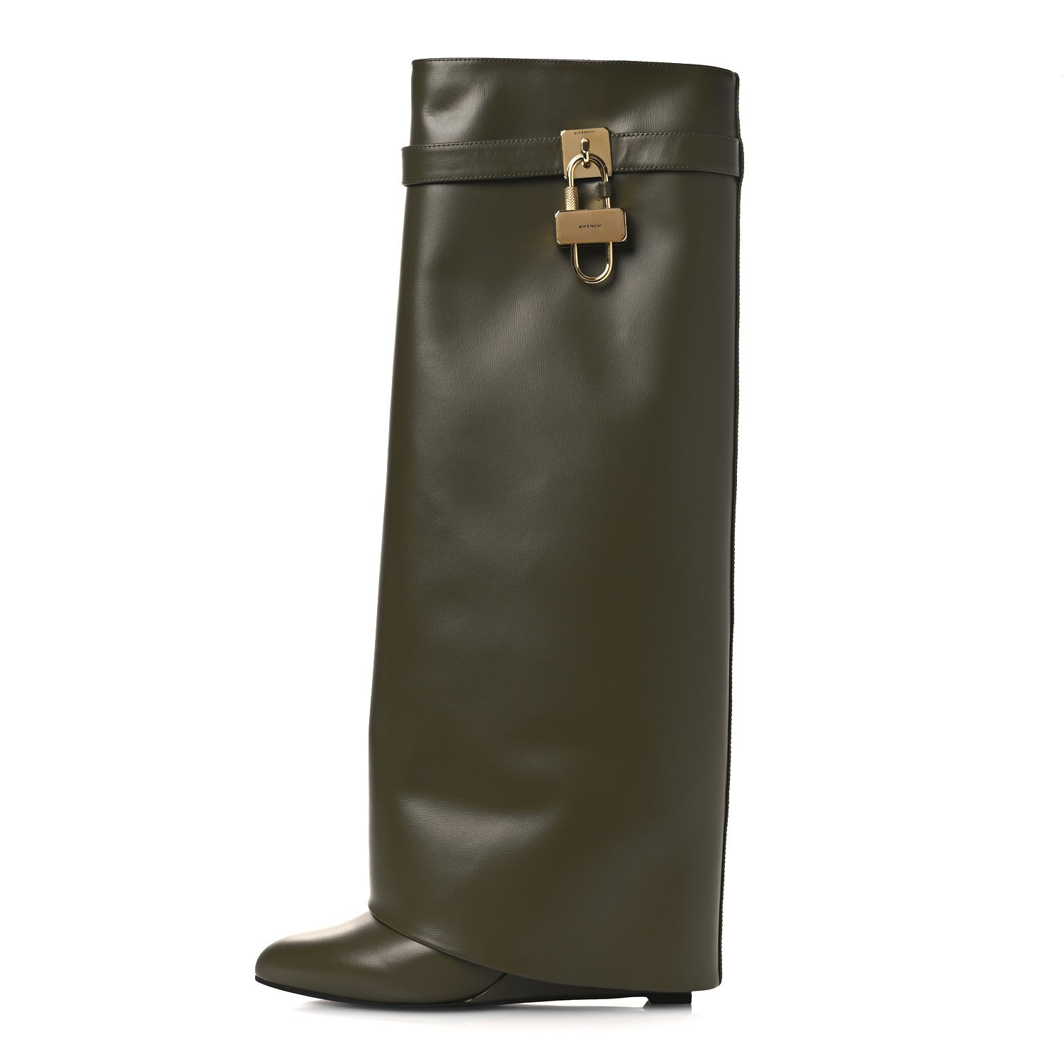 Givenchy Box Calfskin Shark Lock Pant Boots 41 Dark Khaki 1 of 12