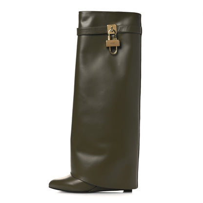 Givenchy Box Calfskin Shark Lock Pant Boots 41 Dark Khaki 1 of 12