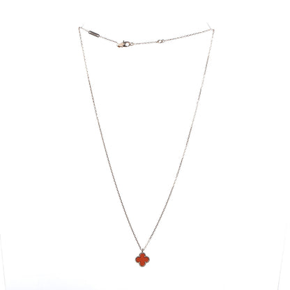 Van Cleef & Arpels 18K Rose Gold Carnelian Sweet Alhambra Pendant Necklace 3 of 8