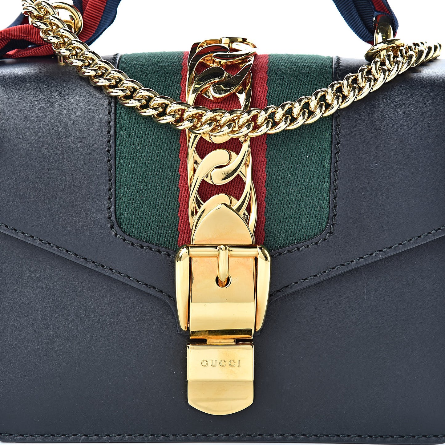 Calfskin Mini Sylvie Chain Shoulder Bag Black