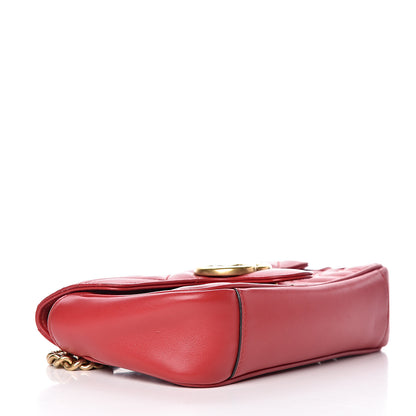 Gucci Calfskin Matelasse Mini GG Marmont Shoulder Bag Hibiscus Red 4 of 19