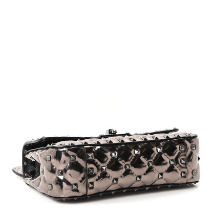 Valentino Garavani Metallic Patent Small Rockstud Spike Shoulder Bag Rutenio 4 of 9