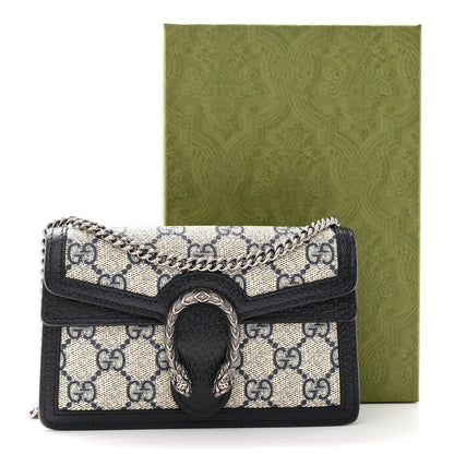 Gucci GG Supreme Monogram Textured Dollar Calfskin Super Mini Dionysus Shoulder Bag Beige Blue 9 of 9