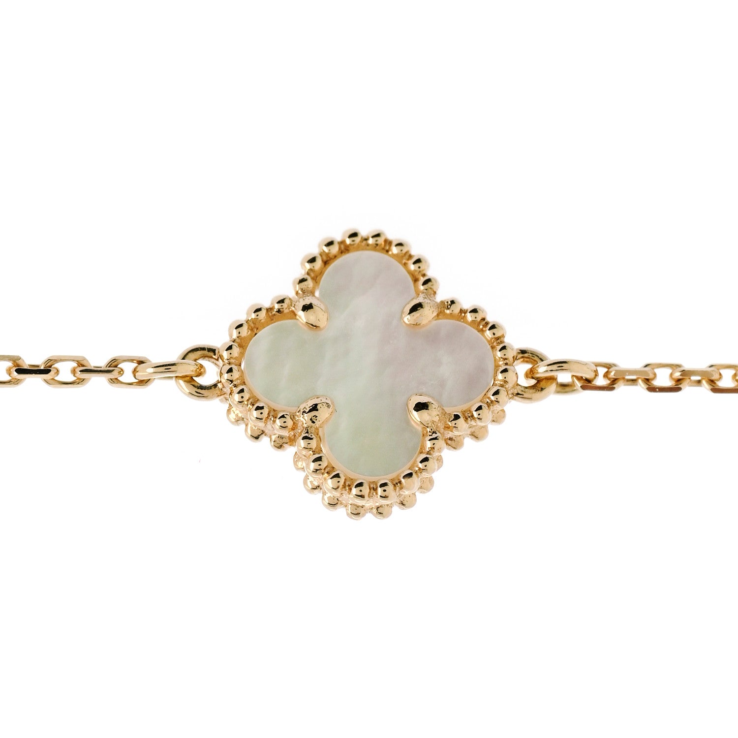 Van Cleef & Arpels 18K Yellow Gold Mother of Pearl Sweet Alhambra Bracelet 6 of 6