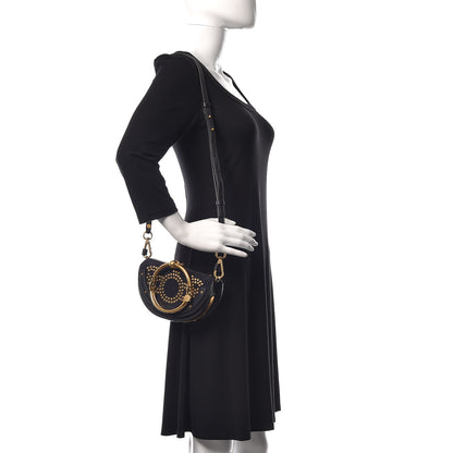 Chloe Suede Calfskin Constellation Studded Small Nile Bracelet Minaudiere Bag Full Blue 2 of 10