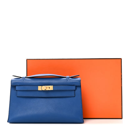 Hermes Swift Kelly Pochette Clutch Bleu France 11 of 11