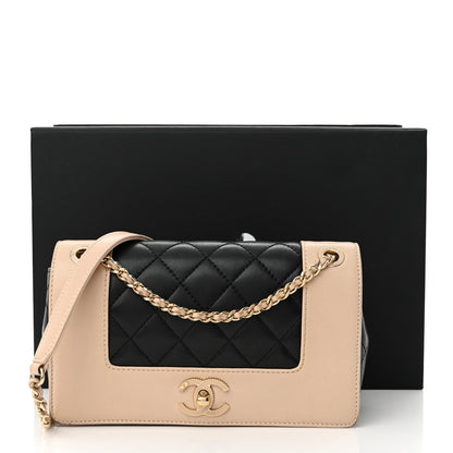Chanel Sheepskin Quilted Medium Vintage Mademoiselle Flap Beige Black 14 of 14