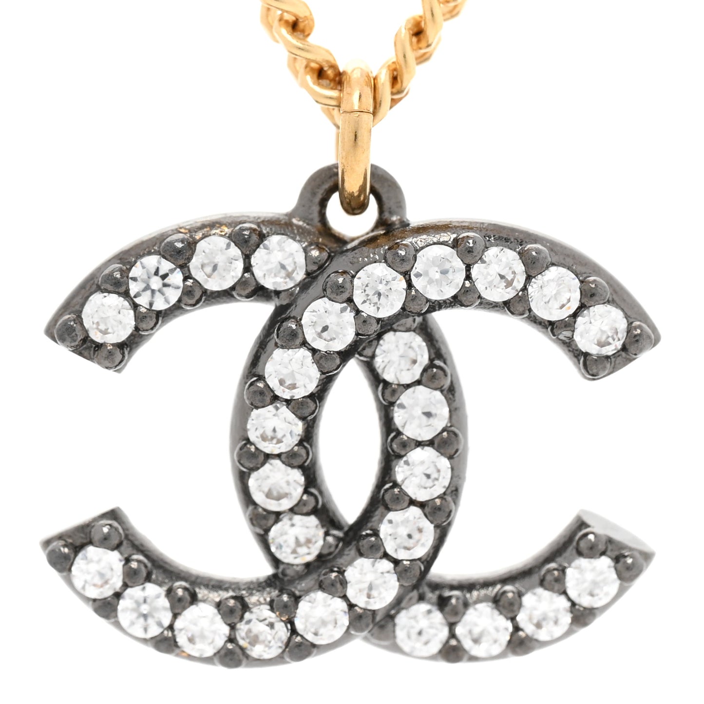 Crystal CC Necklace Gold Ruthenium