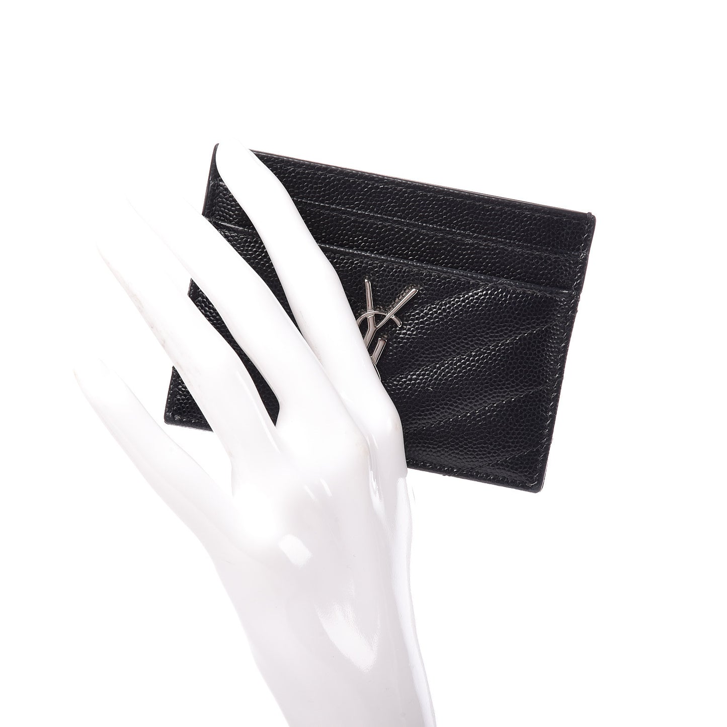Grain De Poudre Matelasse Chevron Monogram Credit Card Case Black