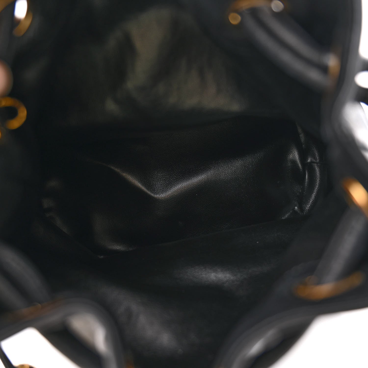 Chanel Lambskin CC Stitched Drawstring Bucket Bag Black 5 of 14
