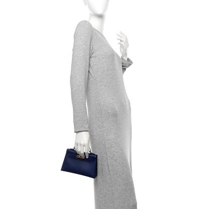 Hermes Tadelakt Mini Kelly Sellier 20 Bleu Saphir 2 of 11